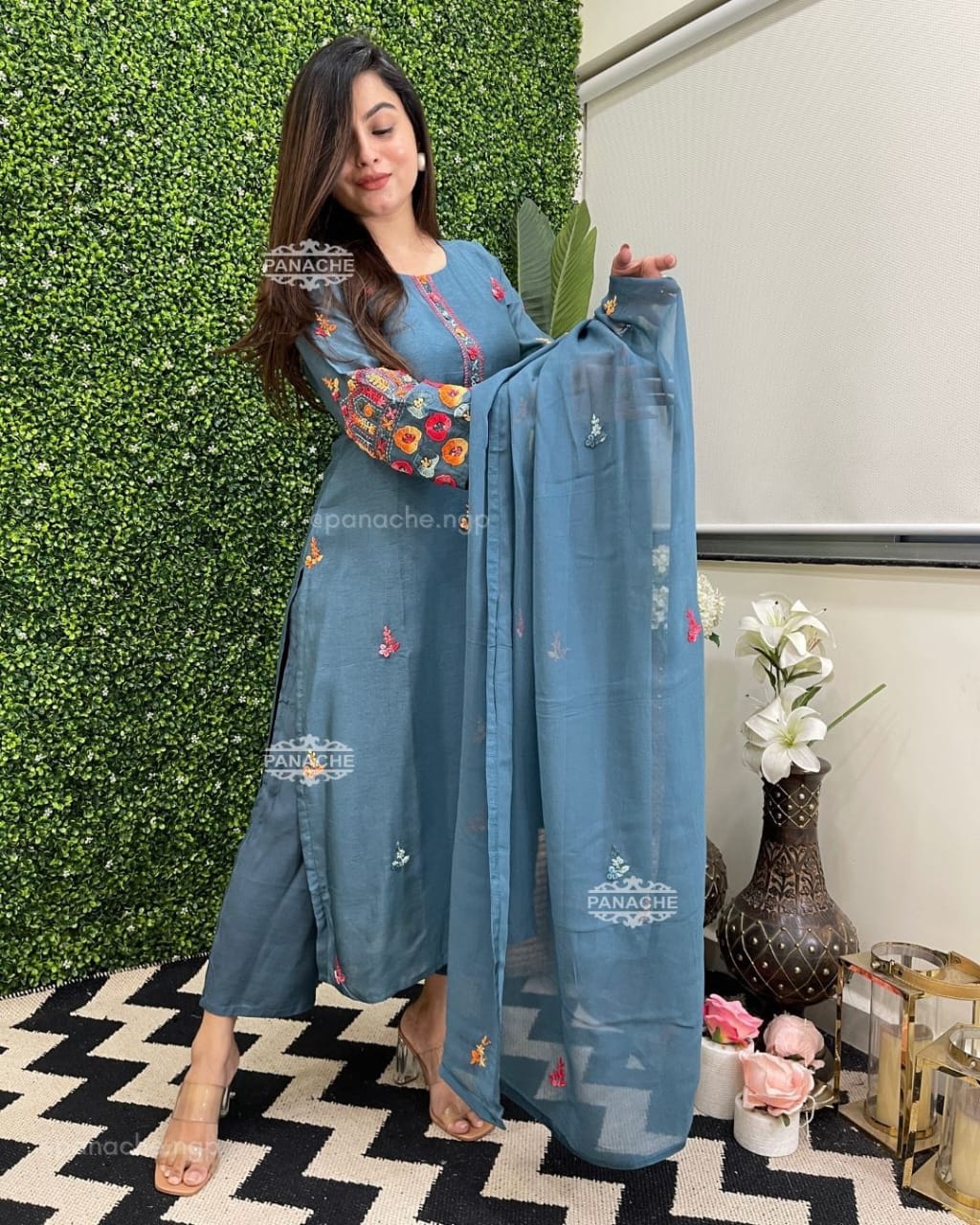 Cotton Trending Women's Kurti Pant And Dupatta Set For Ethenic Wear